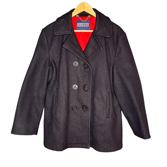 Lands' End Jackets & Blazers - Lands End Wool Pea Coat Womens Double Breasted Black **see measurements